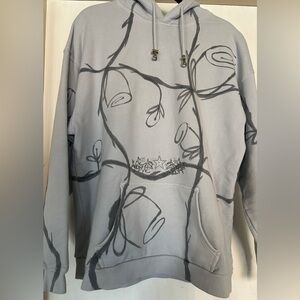 Collina Strada Women Hoodie Silver Roses Rhinestone